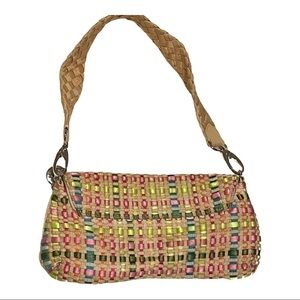 BOHO summer combo clutch/shoulder bag woven multi purse.